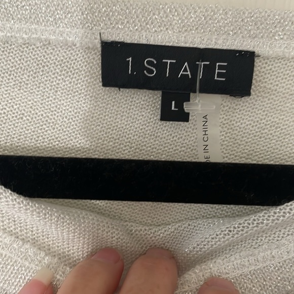 1. State Shimmering Silver Top Size Large NWT - Picture 6 of 6